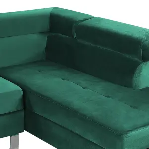 Corner Sofa NORREA Emerald Green Velvet Left Hand