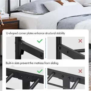 Yaheetech Black 3ft Single Vintage Metal Bed Frame with High Headboard and Footboard