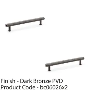 2 PACK - Knurled T Bar Pull Handle - Dark Bronze - 160mm Centres Premium Drawer Door