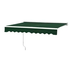 Retractable Awning Canopy Outdoor Garden Sun Shade Manual Shelter for Door Window,Green,3 m x 2.5 m