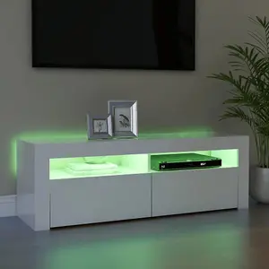 vidaXL TV Cabinet with LED Lights High Gloss White 120x35x40 cm