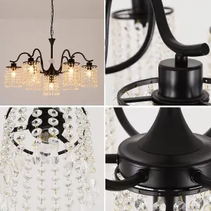 Garwarm 7-Light Black Modern Metal Crystal Chandelier