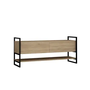 Decortie Metola Modern TV Unit Multimedia Centre Oak with Storage TV Cabinet 130cm