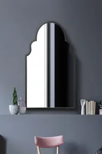 MirrorOutlet Arcus Black Metal Framed Arched Wall Mirror 41" X 24" (104CM X 61CM)