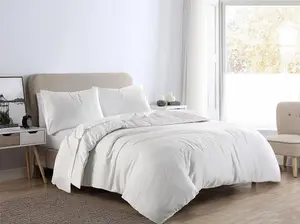 Plain Dye Flannelette Brushed Cotton Duvet Cover Set White