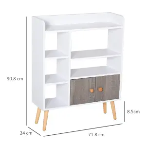 HOMCOM Multi-Shelf Bookcase Freestanding Storage Cabinet Shelves Wood Grey