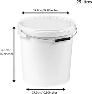 Plastic Buckets Tubs White Transparent Tamper Evident Lids  50 buckets 25L