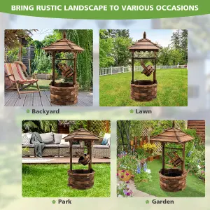 Costway Outdoor Wooden Water Fountain Rustic Wishing Well Fountain with Electric Pump