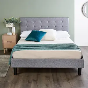 Double Bed Frame Upholstered 4ft6 Bed With Hybrid Pocket Memory Foam Mattress