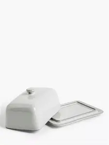 John Lewis Leckford Stoneware Butter Dish, Grey