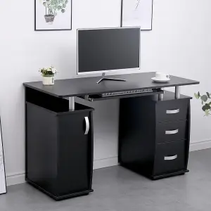 Home Source Saturn 3 Drawer Computer Office Desk Black