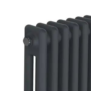 Rinse Bathrooms Traditional Radiator Anthracite Horizontal Double Column Cast Iron Grey Radiators 300x605mm