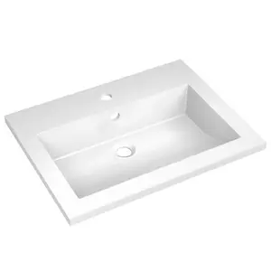 Belfry Bathroom Makiver 600mm L x 450mm W Resin Rectangular Sink with Overflow White