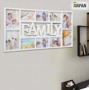 Arpan Family 10 Multi Aperture Photo Picture Frame - Holds 6 X 6''X4'' Photos, 4 X 5''X7'' Photos - White