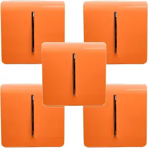 Trendi Modern 1 Gang 1 or 2 way Screwless Rocker Light Switch in Sunset Orange (Pack of 5)