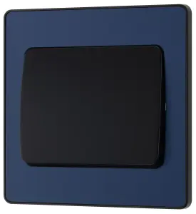 BG PCDDB12WB Matt Blue Evolve 1 Gang 20A 16AX 2 Way Wide Rocker Light Switch - Black Insert