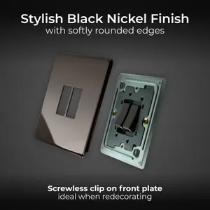 BG FBN42 Nexus Screwless Flat-Plate Double Light Switch Black Nickel 2 Way 10A