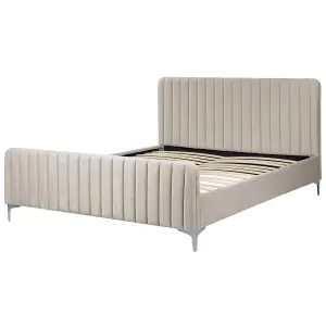 Velvet EU King Size Bed Taupe LUNAN