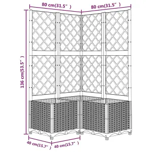 Berkfield Garden Planter with Trellis Dark Grey 80x80x136 cm PP