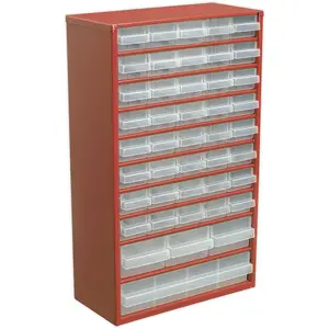 310 x 145 x 510mm 44 Drawer Parts Cabinet - RED - Wall Mounted / Standing Box