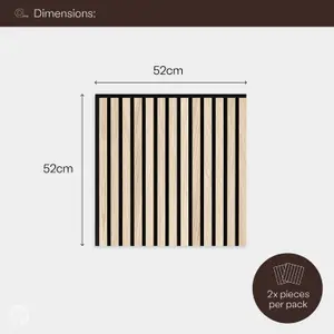 WVH 2x Essentials Wood Slat Acoustic Panel - Oak, 52cm x 52cm