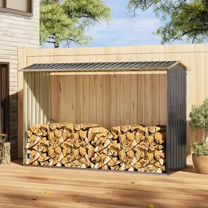 8 x 3 ft Outdoor Garden  Apex Roof Firewood Shed Storage Shed