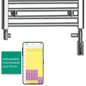 Bray Wifi Dual Fuel Heated Towel Rail With Thermostat, Timer, Straight, Chrome - W400 x H800 mm