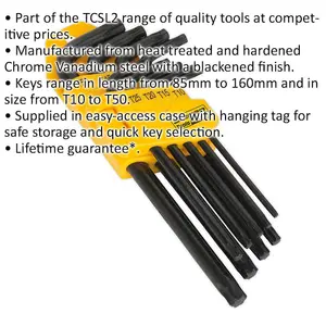 Premium 9 Piece Long TRX-Star Key Set - Versatile Lengths from 85mm to 160mm