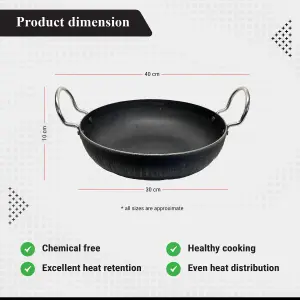 Buckingham Regular Karahi Dish Pan 30 cm , Premium Iron