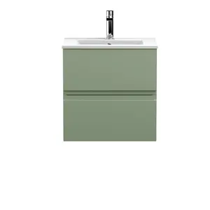 Urban 505mm Wall Hung Single Vanity Unit Satin Green