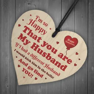 Funny Gift For Husband Wooden Heart Anniversary Gift For Husband Keepsake Gift For Him