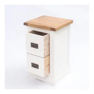 Cosenza 2 Drawer Petite Bedside Table Brass Drop Handle