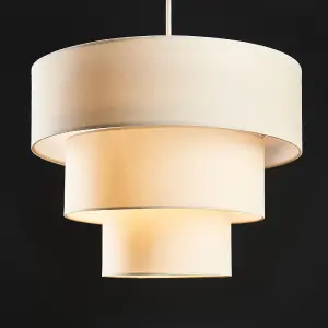 ValueLights Vermont Cream Ceiling Pendant Shade and B22 GLS LED 10W Warm White 3000K Bulb