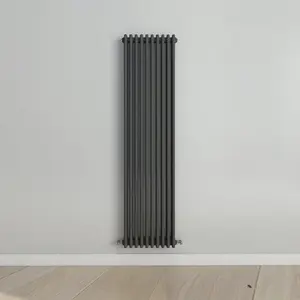 Vertical Anthracite Triple Column Radiator (H) 1800mm x (W) 470mm, 8564 BTU.