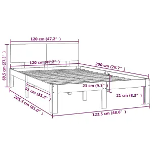 Berkfield Bed Frame White Solid Wood Pine 120x200 cm