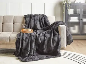 Blanket CHACK Cotton 220 x 240 cm Dark Grey