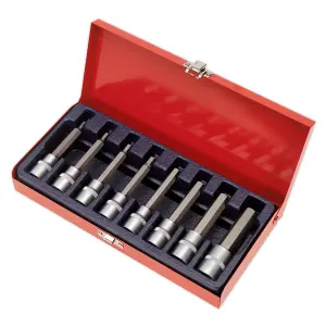 Sealey Hex Socket Bit Set Satin Finish 8 Pieces 1/2" Square Drive Metric AK9310