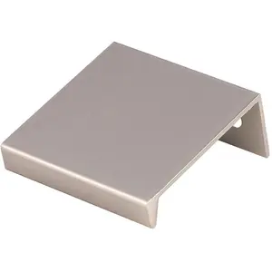 Square Edge Finger Pull Handle - Satin Nickel 40mm - Slim Cupboard Drawer