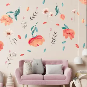 Walplus Boho Peach Flowers Wall Stickers Mural Decal Room Décor