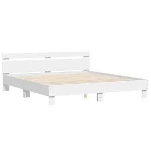 Berkfield Bed Frame with LED without Mattress White 160x200 cm