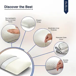 Bedbric Cooling Gel Infused Orthopedic Memory Foam Pillow Cream White For Side, Stomach, and Back Sleepers