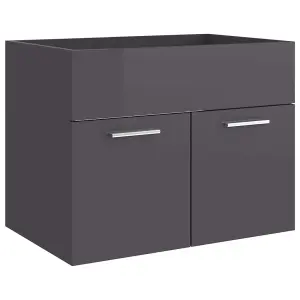 Berkfield Sink Cabinet High Gloss Grey 60x38.5x46 cm Engineered Wood