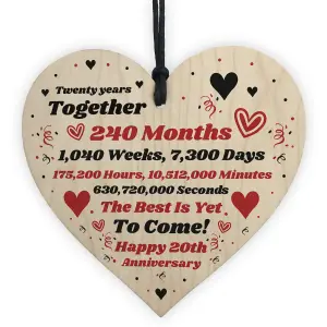 20th Anniversary Gift Husband Wife Wedding Twenty Years Mr Mrs Gift Wood Heart