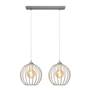 Luminosa Mercure Straight Bar Pendant Ceiling Light Grey 50cm