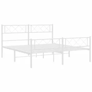 Berkfield Metal Bed Frame with Headboard and Footboard White 135x190 cm