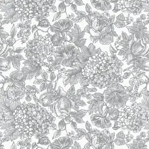 Laura Ashley Louise Grey Floral Smooth Wallpaper