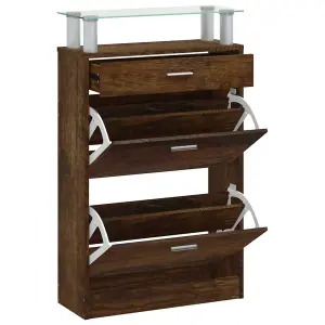 Berkfield Shoe Cabinet Smoked Oak 63x24x104 cm Engineered Wood