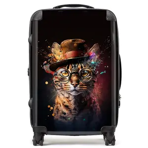 Bengal Cat And Hat Splashart Suitcase - Medium