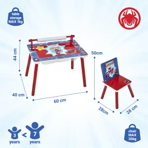 Marvel Spidey and His Amazing Friends Kids Table and Chair Set - Activity Table for Toddlers with Lift-Up Tabletop & Chalkboard