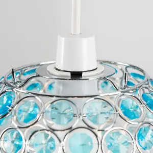 ValueLights Ducy Modern Chrome Globe Ceiling Light Shade with Teal Acrylic Crystal Effect Jewels